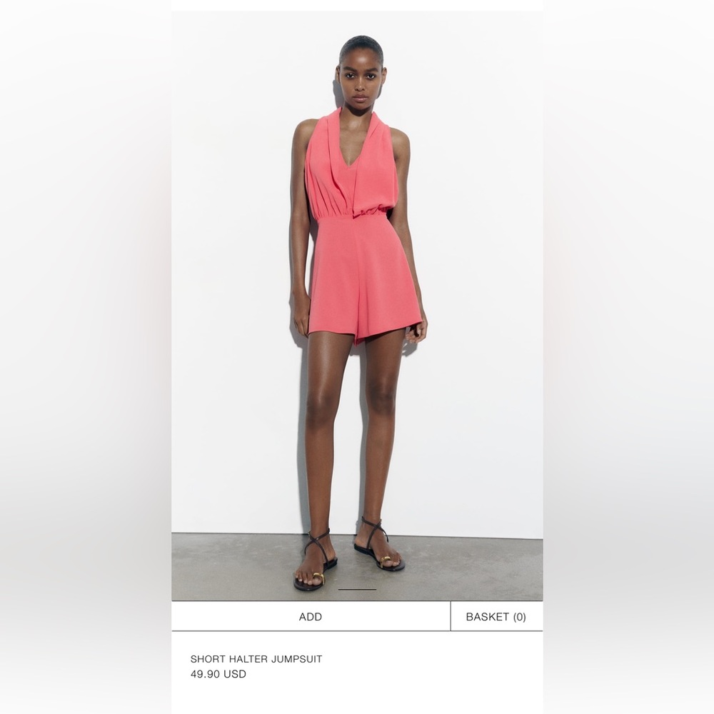 pink zara romper